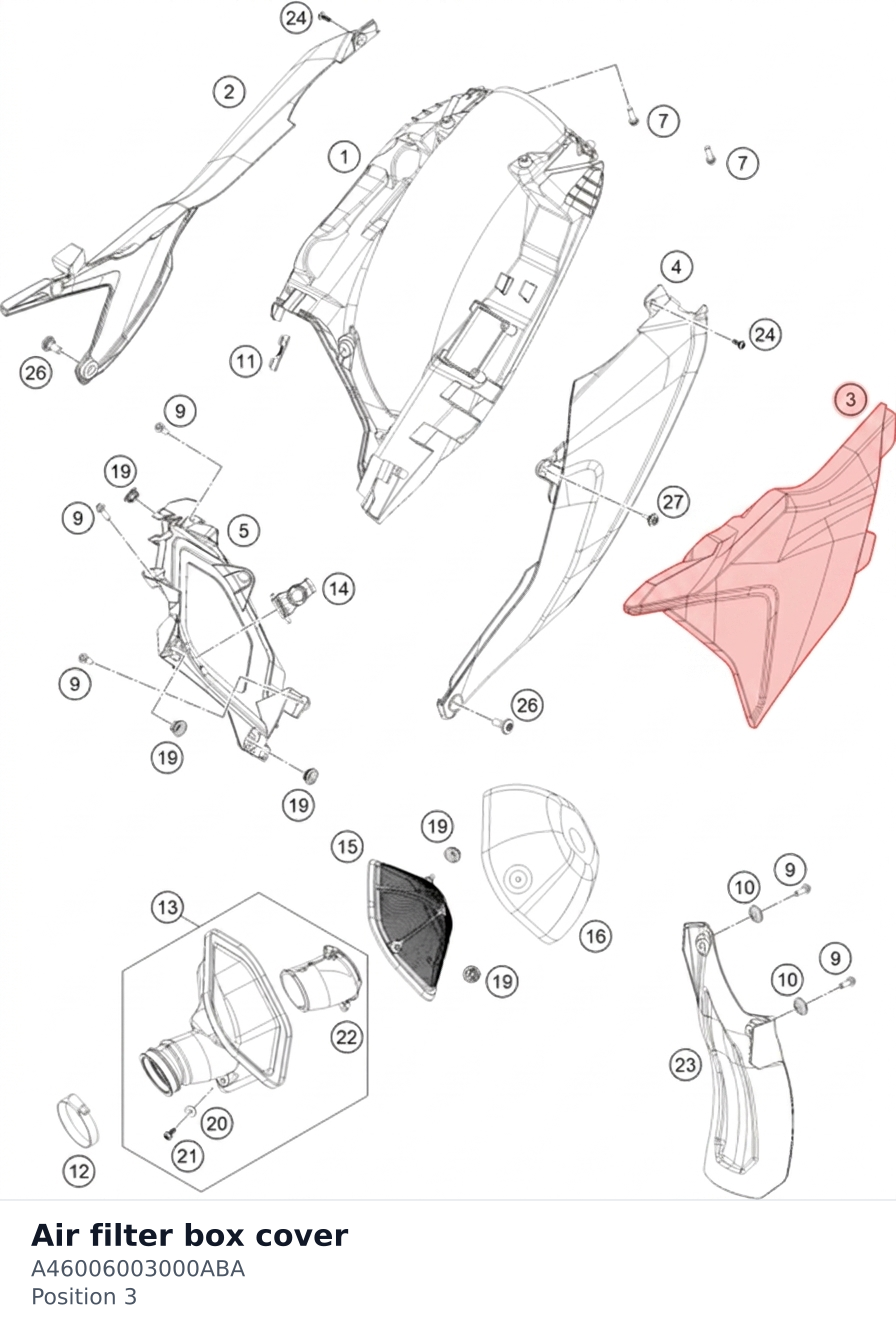Diagram preview: Air filter box cover (A46006003000ABA)