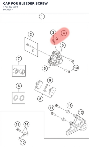 Diagram preview: CAP FOR BLEEDER SCREW (47013021000)