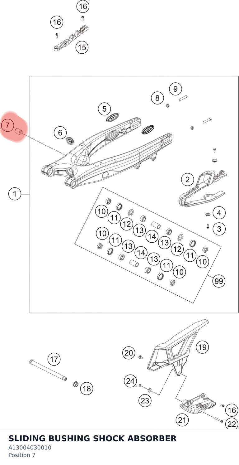 Diagram preview: SLIDING BUSHING SHOCK ABSORBER (A13004030010)