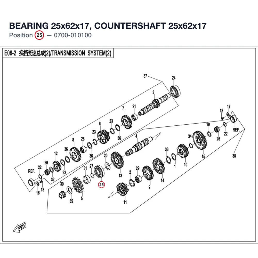 BEARING 25x62x17, COUNTERSHAFT product image