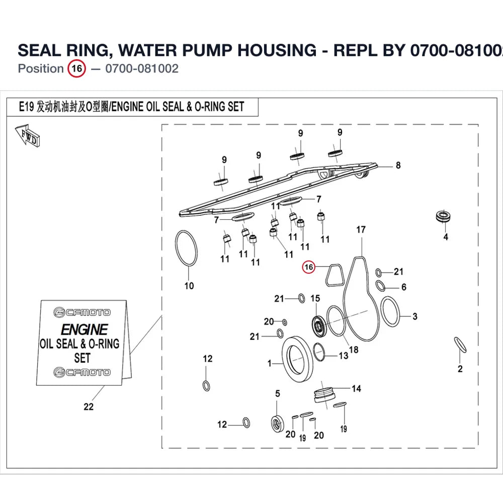 SEAL RING, WATER PUMP HOUSING - REPL BY 0700-081002-00002 product image