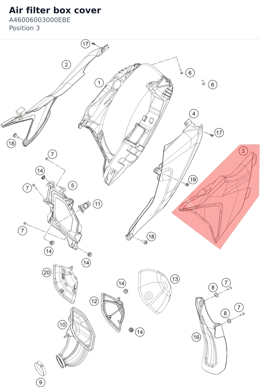Diagram preview: Air filter box cover (A46006003000EBE)