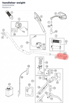 Diagram preview: handlebar weight (61002004000)