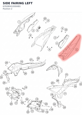 Diagram preview: SIDE FAIRING LEFT (63508041000ABG)