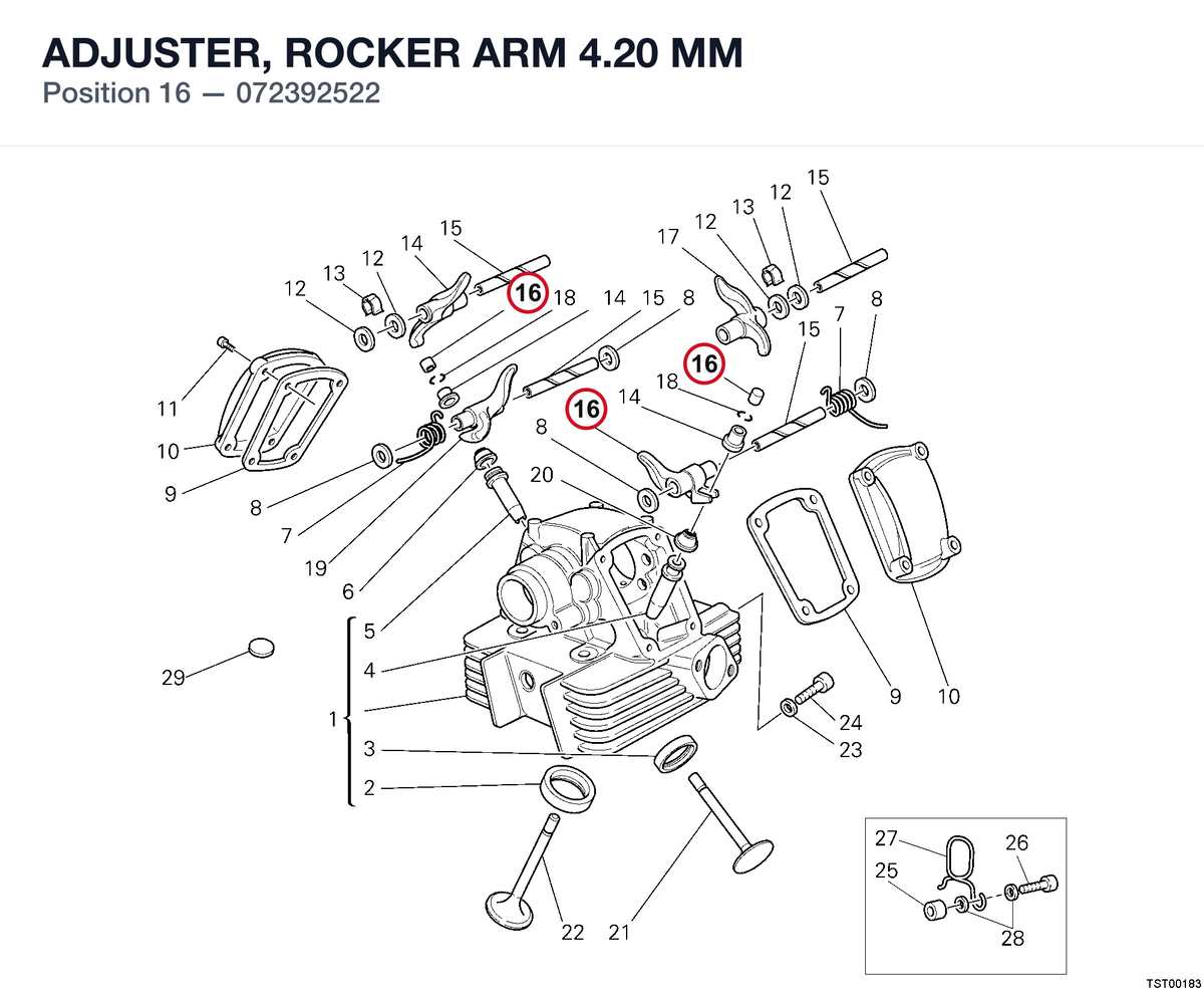 ADJUSTER, ROCKER ARM 4.20 MM 072392522 diagram position