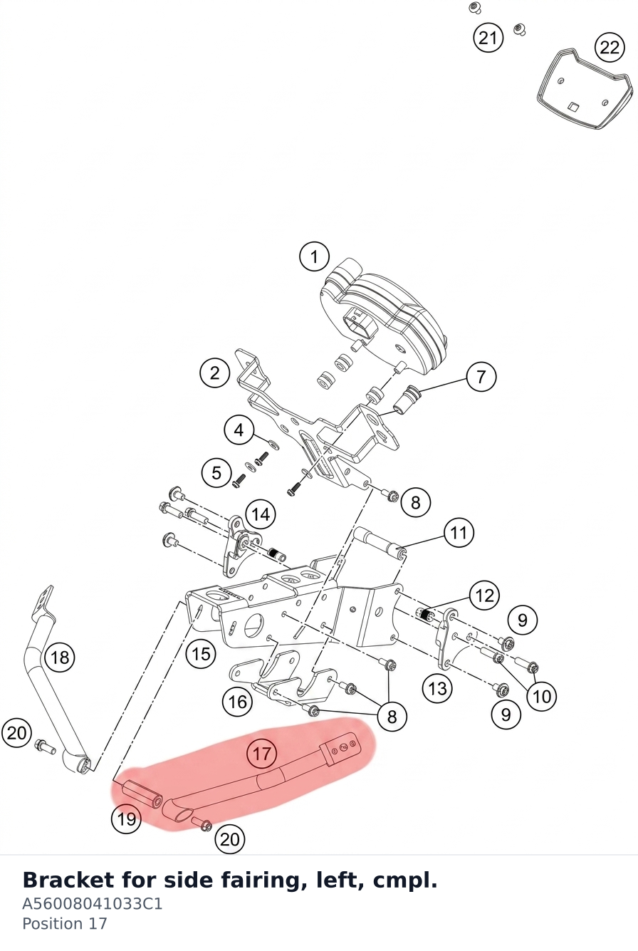 Diagram preview: Bracket for side fairing, left, cmpl. (A56008041033C1)