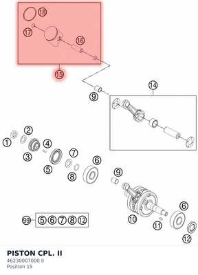 Diagram preview: PISTON CPL. II (46230007000 II)