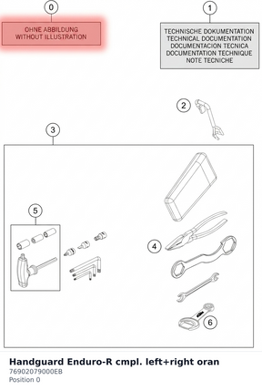 Diagram preview: Handguard Enduro-R cmpl. left+right oran (76902079000EB)