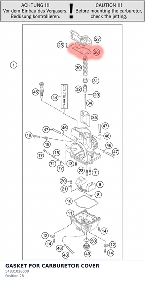 Diagram preview: GASKET FOR CARBURETOR COVER (54831028000)