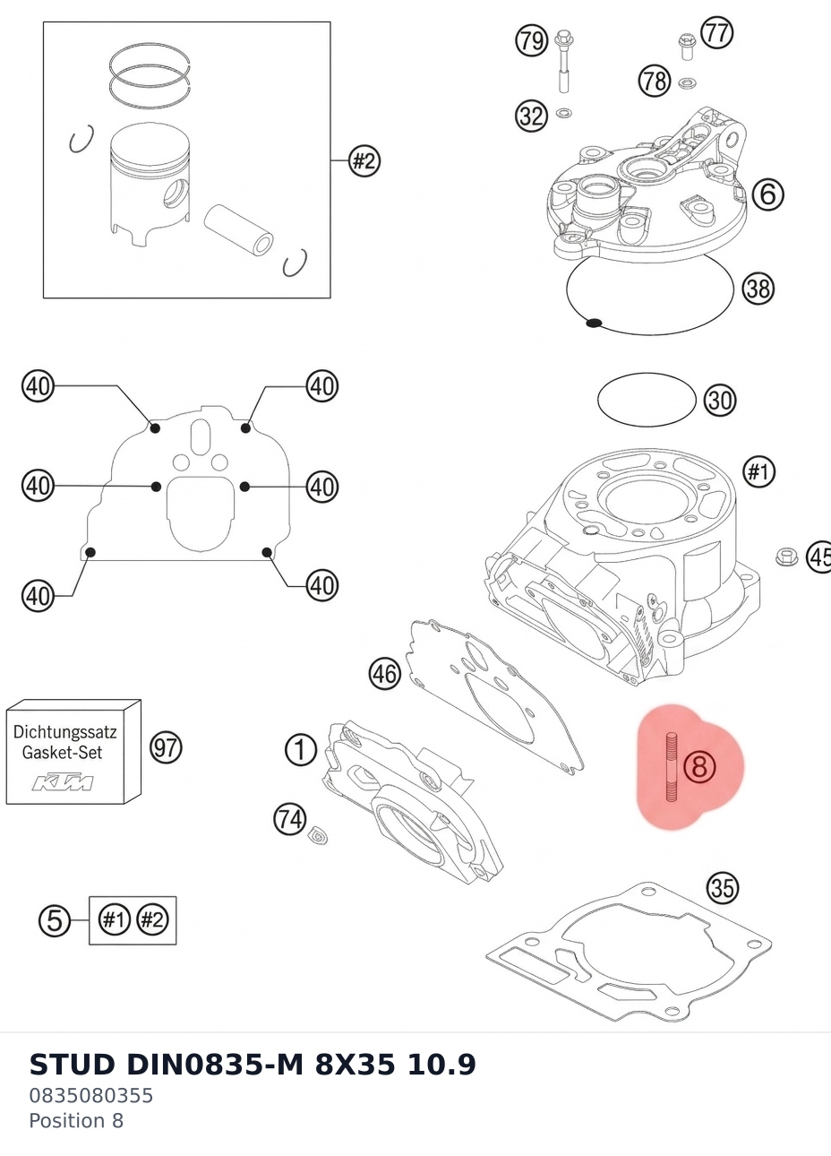 Diagram preview: STUD DIN0835-M 8X35       10.9 (0835080355)