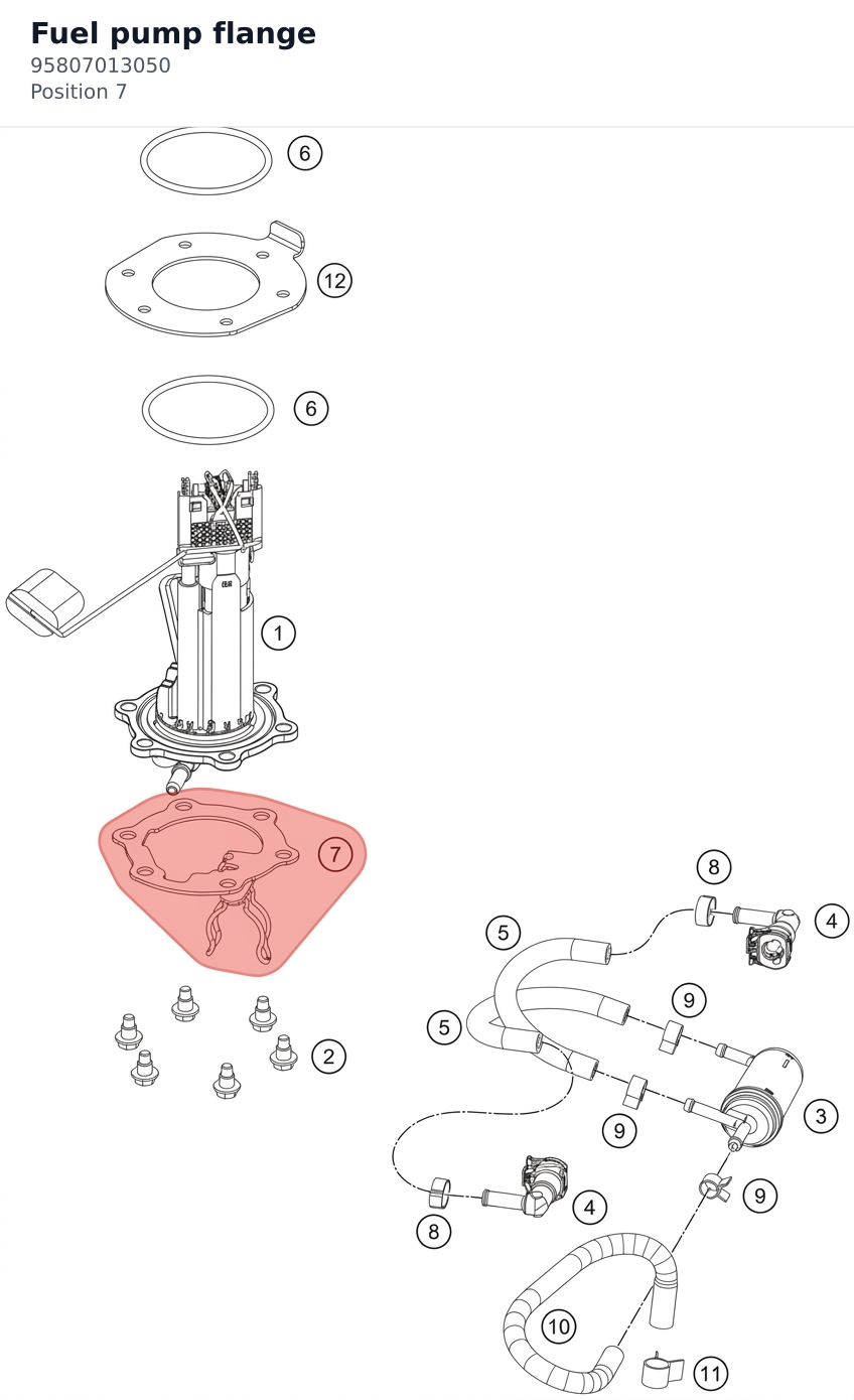 Diagram preview: Fuel pump flange (95807013050)