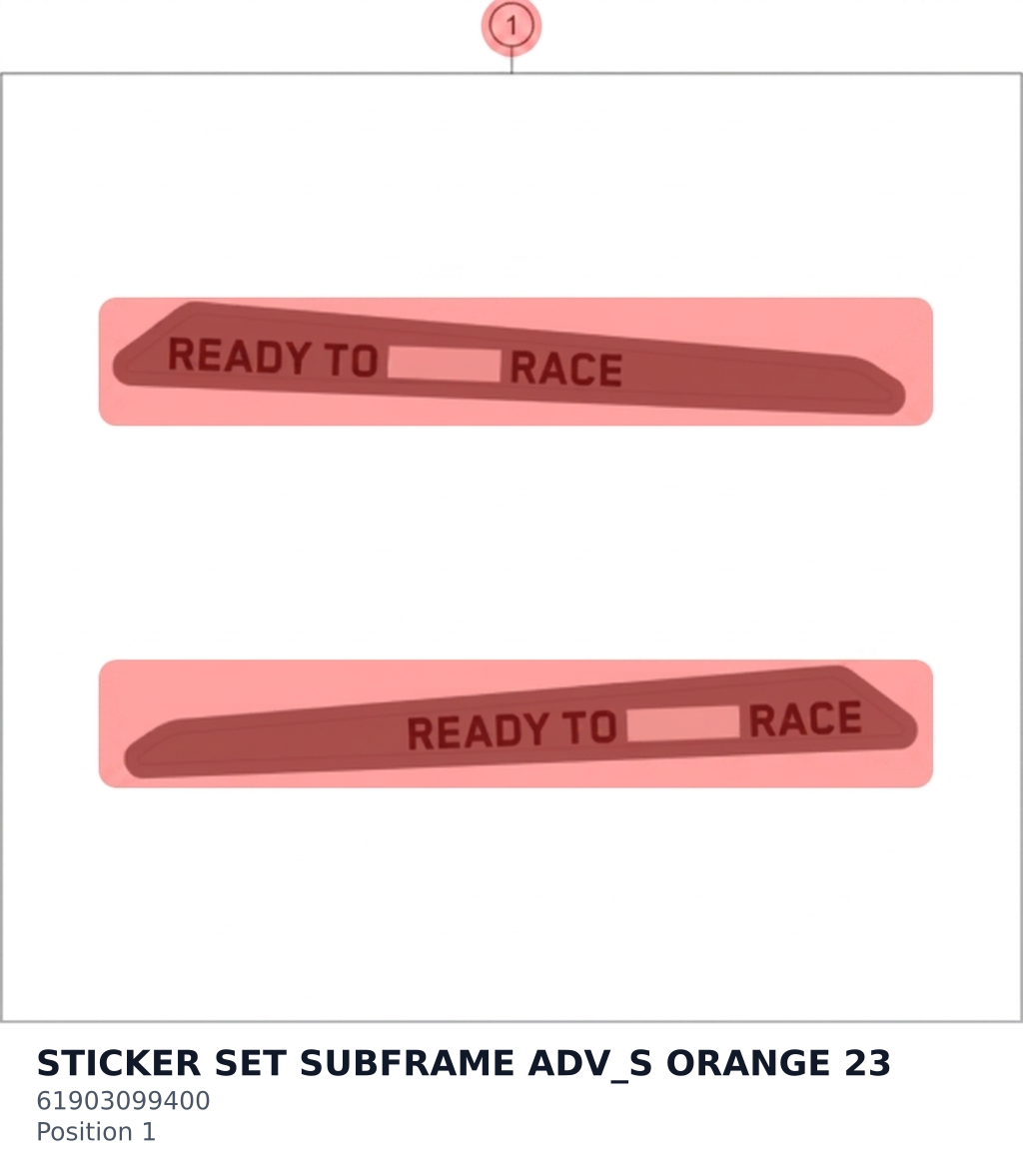 Diagram preview: STICKER SET SUBFRAME ADV_S ORANGE 23 (61903099400)