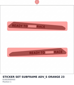 Diagram preview: STICKER SET SUBFRAME ADV_S ORANGE 23 (61903099400)