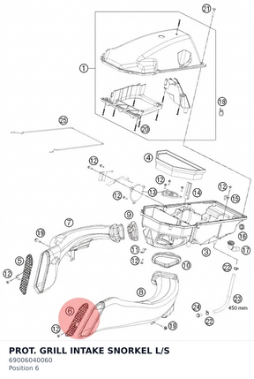 Diagram preview: PROT. GRILL INTAKE SNORKEL L/S (69006040060)