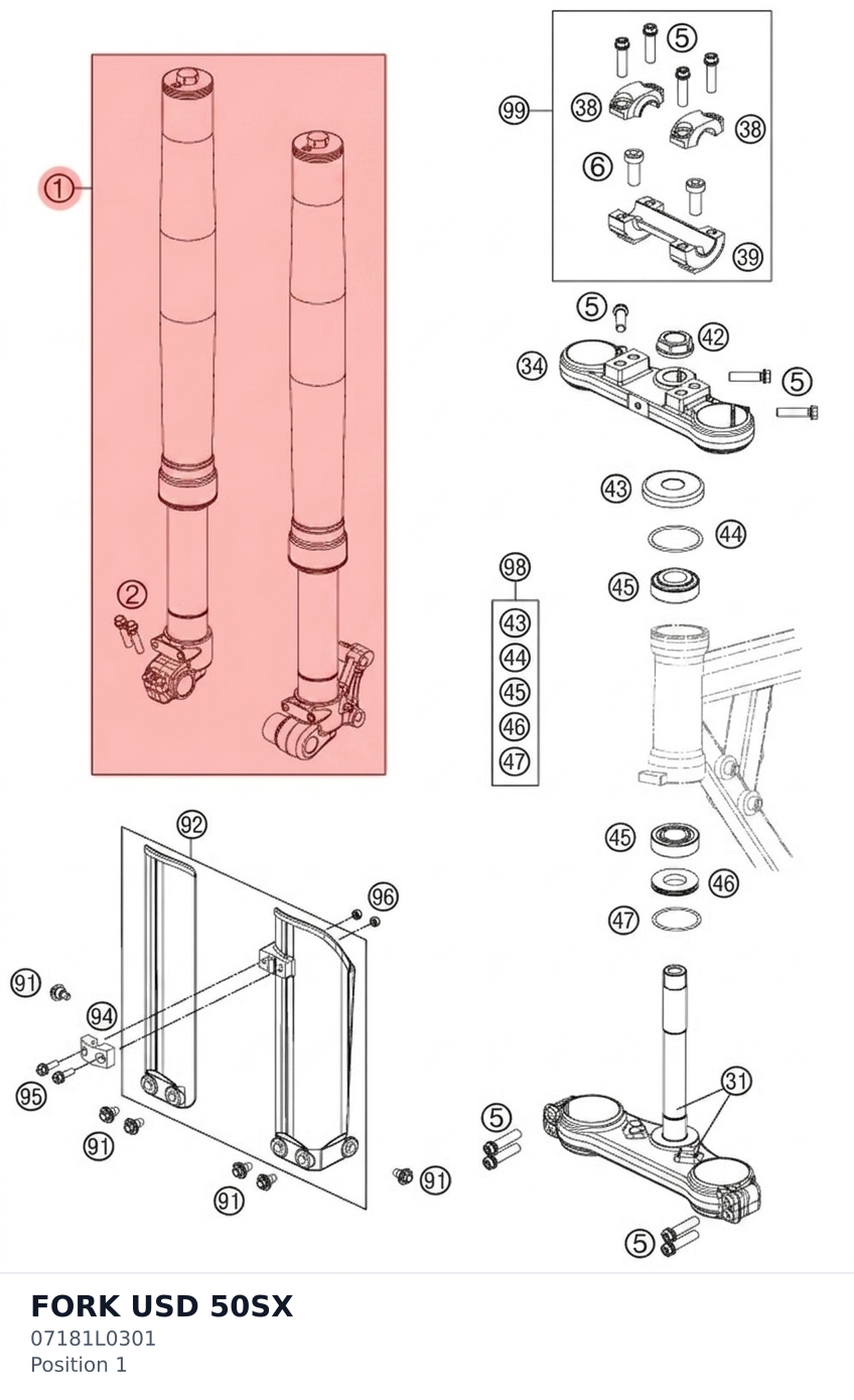 Diagram preview: FORK USD 50SX (07181L0301)