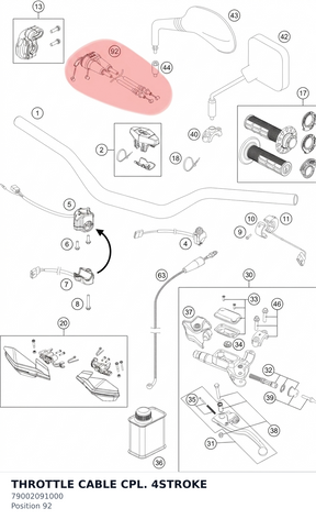 Diagram preview: THROTTLE CABLE CPL. 4STROKE (79002091000)