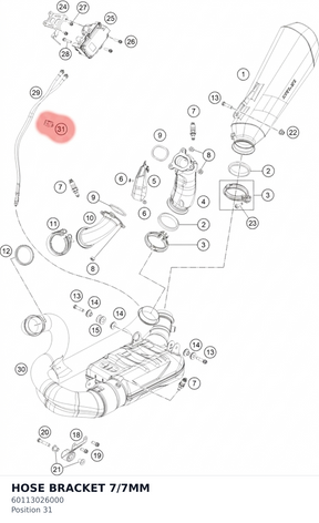 Diagram preview: HOSE BRACKET 7/7MM (60113026000)