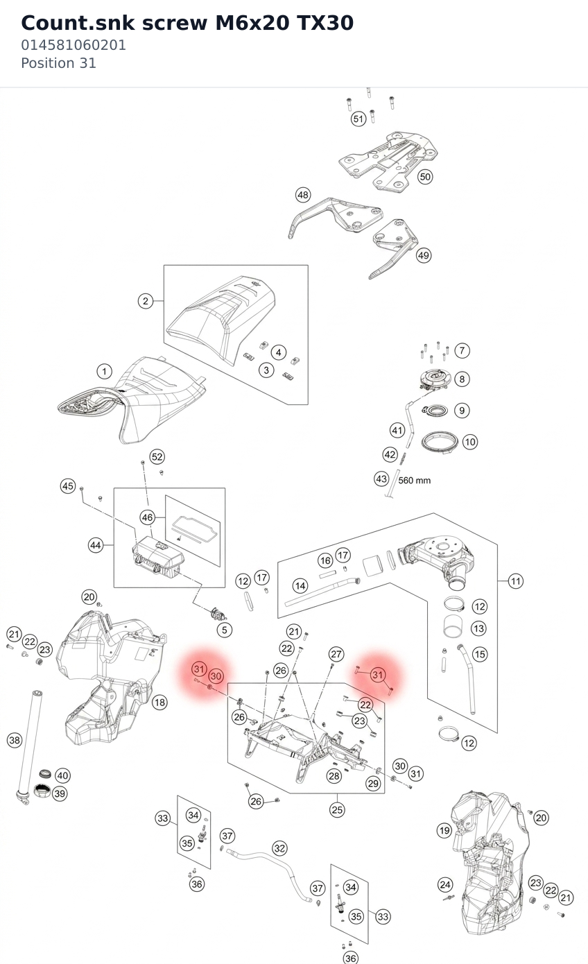 Diagram preview: Count.snk screw M6x20 TX30 (014581060201)