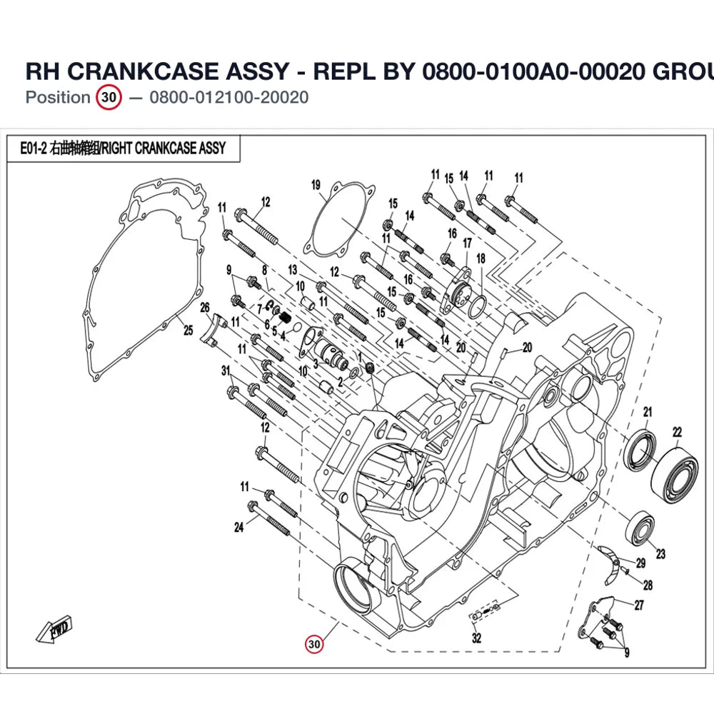 RH CRANKCASE ASSY - REPL BY 0800-0100A0-00020 product image