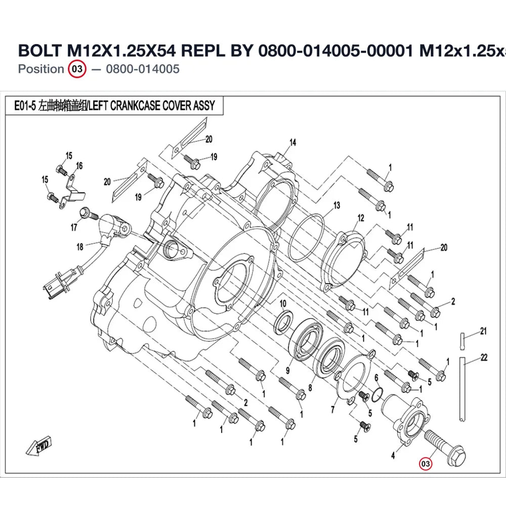 BOLT M12X1.25X54 REPL BY 0800-014005-00001 product image