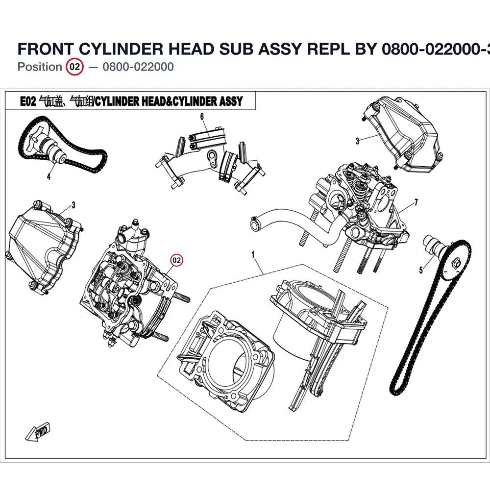 FRONT CYLINDER HEAD SUB ASSY REPL BY 0800-022000-30000 product image