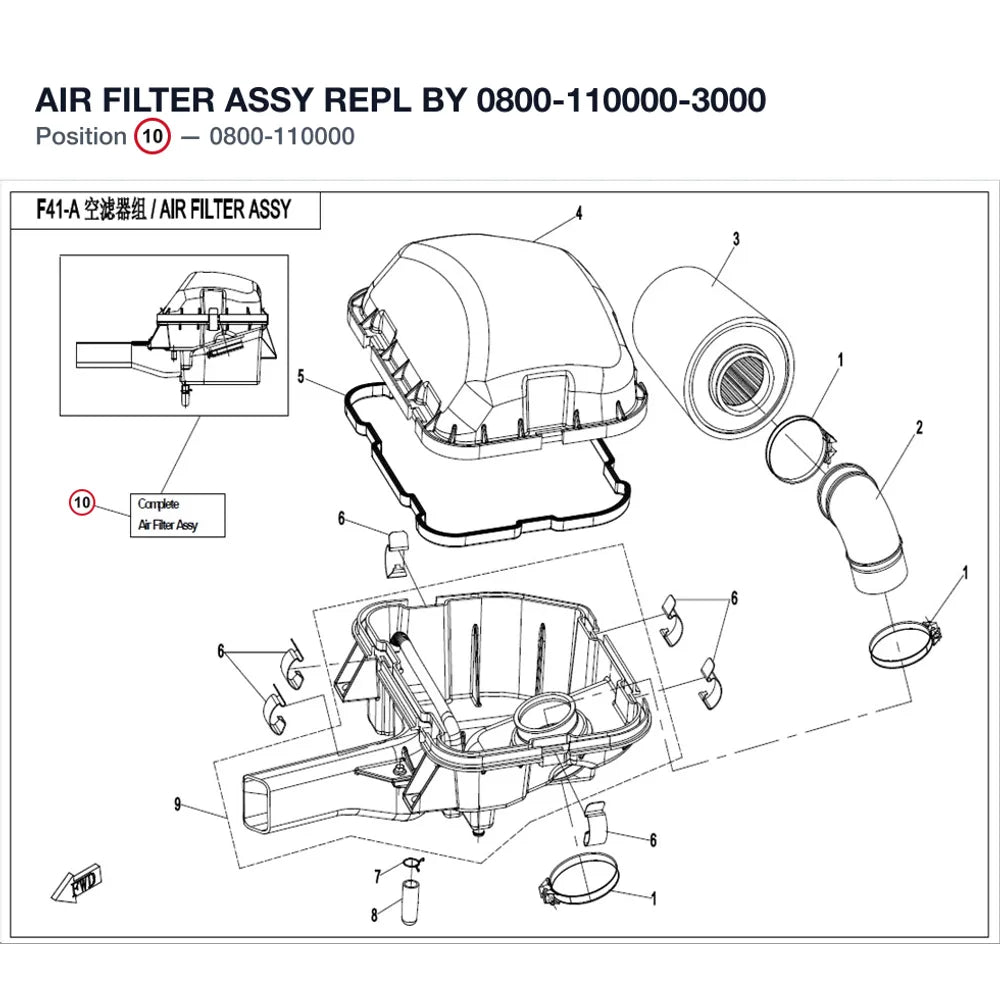 AIR FILTER ASSY REPL BY 0800-110000-3000 product image