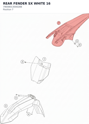 Diagram preview: REAR FENDER SX WHITE        16 (7900801300028B)