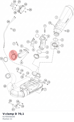 Diagram preview: V-clamp D 70,1 (61705058100)