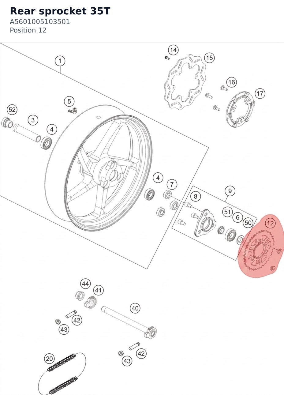 Diagram preview: Rear sprocket 35T (A5601005103501)