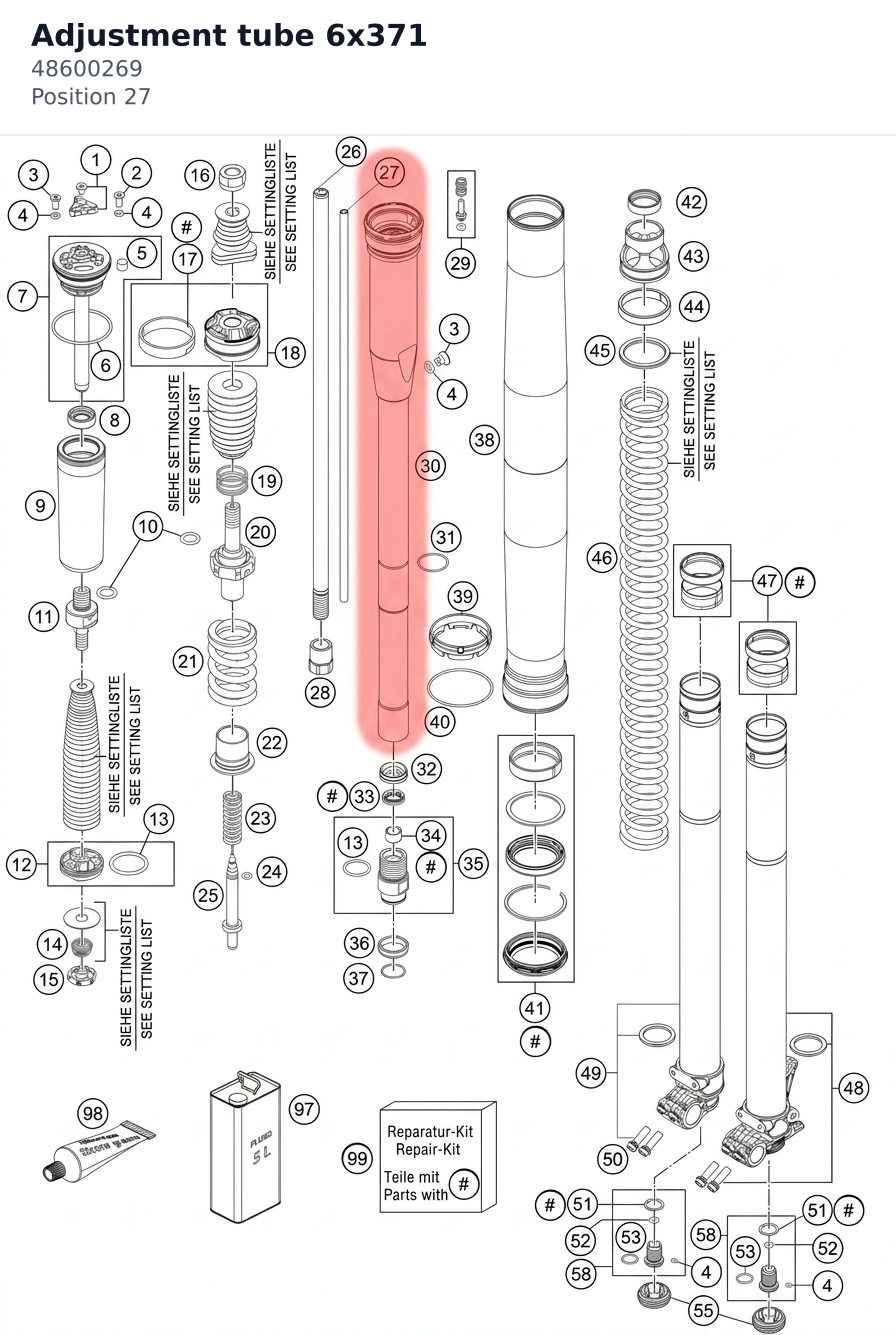 Diagram preview: Adjustment tube 6x371 (48600269)