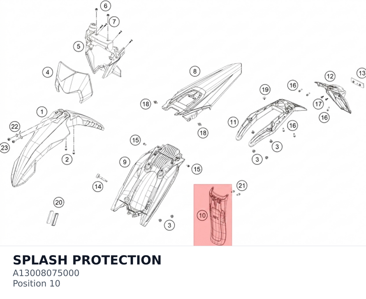 Diagram preview: SPLASH PROTECTION (A13008075000)