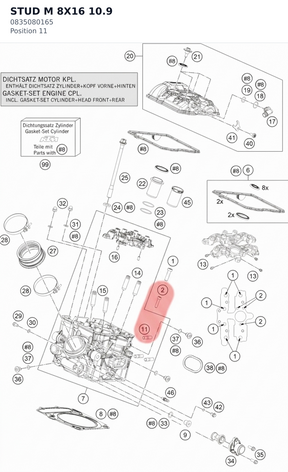 Diagram preview: STUD M 8X16   10.9 (0835080165)