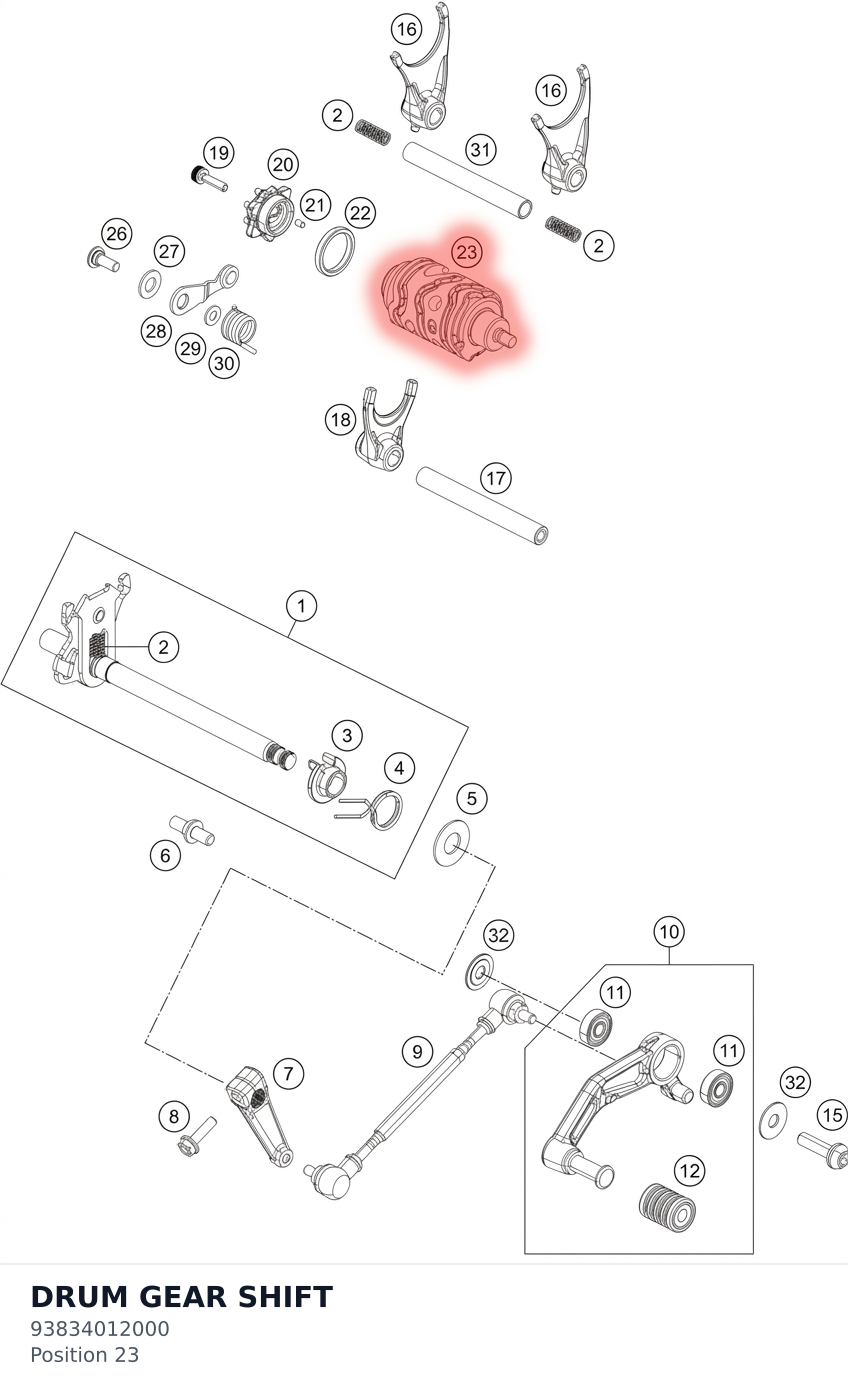 Diagram preview: DRUM GEAR SHIFT (93834012000)