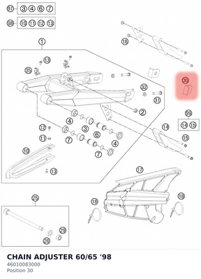 Diagram preview: CHAIN ADJUSTER 60/65 '98 (46010083000)