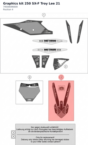 Diagram preview: Graphics kit 250 SX-F Troy Lee 21 (79508096600)