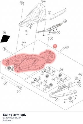 Diagram preview: Swing arm cpl. (6130403004433A)
