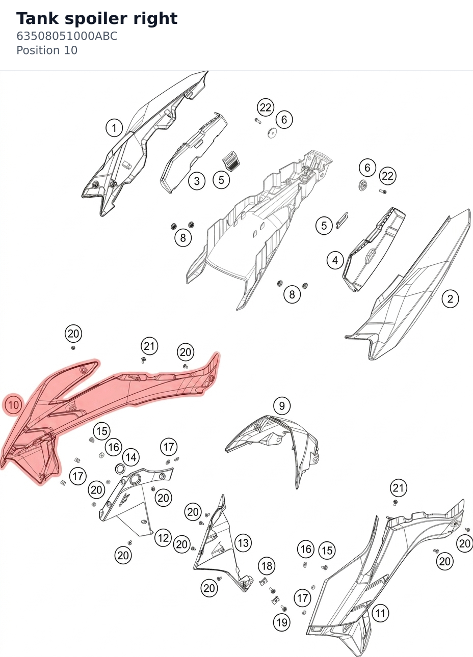 Diagram preview: Tank spoiler right (63508051000ABC)