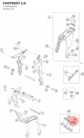 Diagram preview: FOOTREST L/S (47103040000)