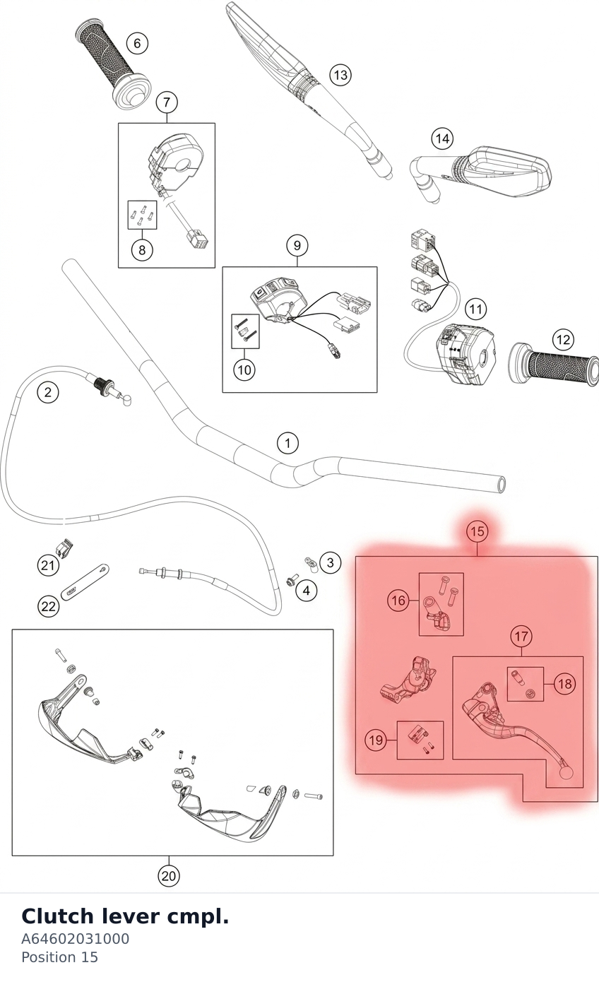 Diagram preview: Clutch lever cmpl. (A64602031000)