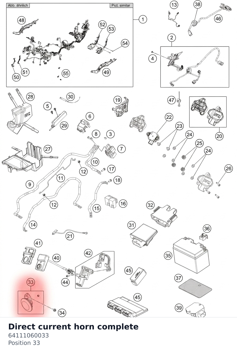Diagram preview: Direct current horn complete (64111060033)