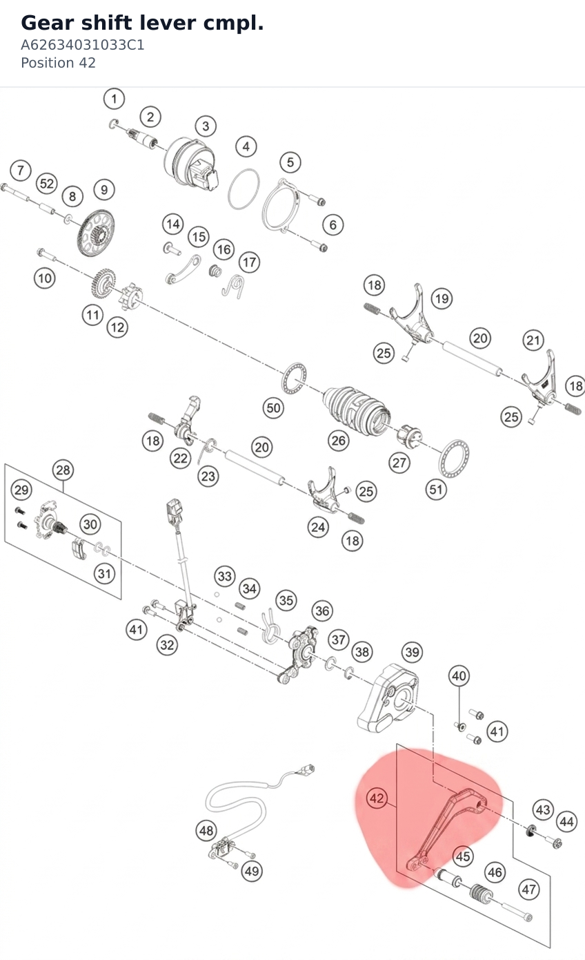 Diagram preview: Gear shift lever cmpl. (A62634031033C1)
