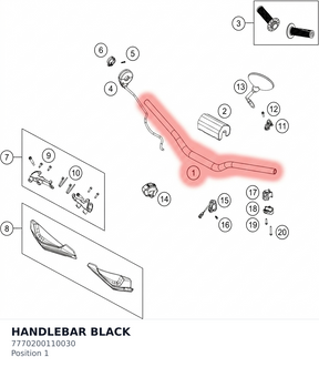 Diagram preview: HANDLEBAR BLACK (7770200110030)
