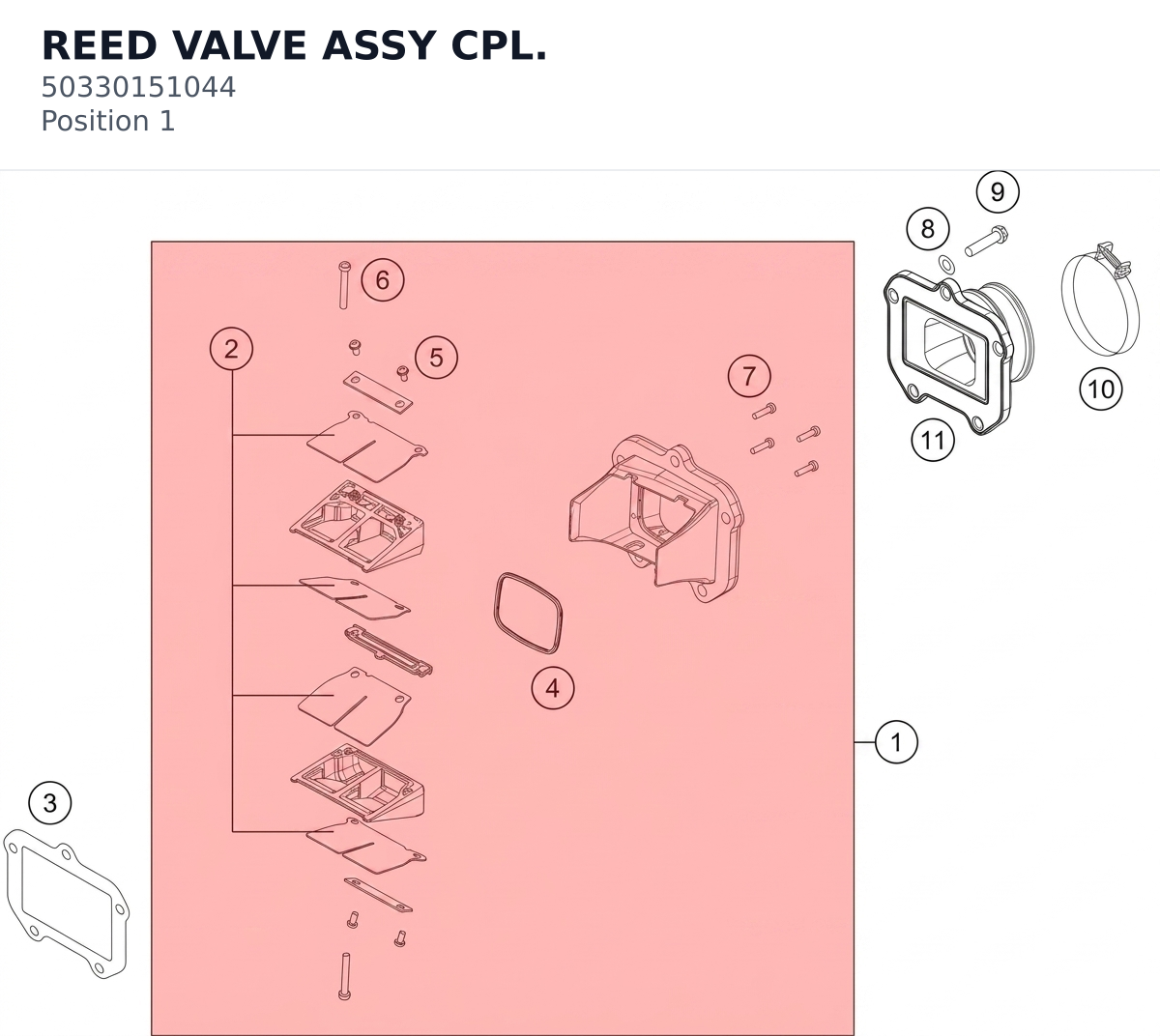 Diagram preview: REED VALVE ASSY  CPL. (50330151044)