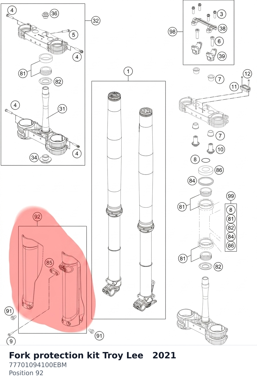 Diagram preview: Fork protection kit Troy Lee   2021 (77701094100EBM)