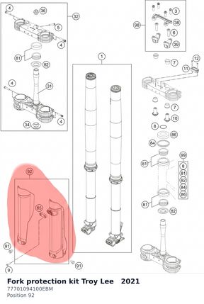 Diagram preview: Fork protection kit Troy Lee   2021 (77701094100EBM)