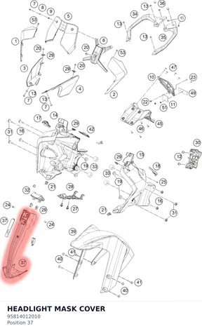 Diagram preview: HEADLIGHT MASK COVER (95814012010)