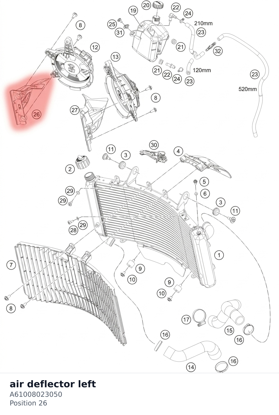 Diagram preview: air deflector left (A61008023050)
