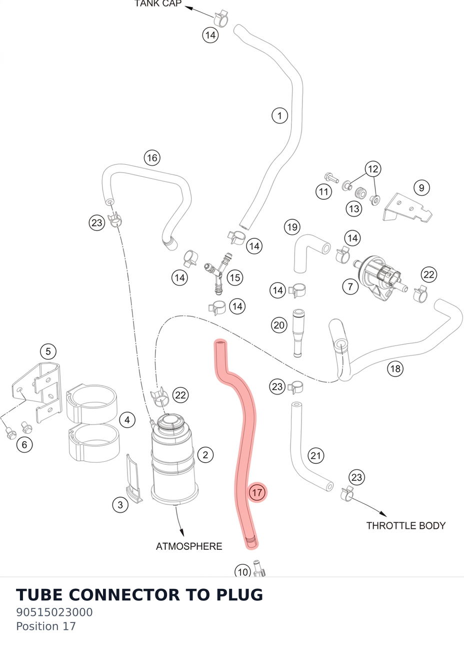 Diagram preview: TUBE CONNECTOR TO PLUG (90515023000)