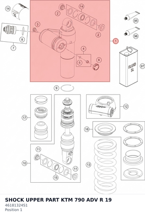 Diagram preview: SHOCK UPPER PART KTM 790 ADV R 19 (46181324S1)