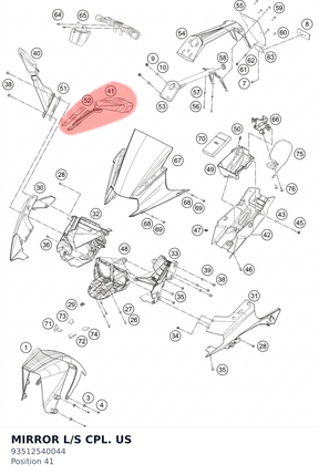Diagram preview: MIRROR L/S CPL. US (93512540044)